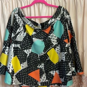 Jete. Geometric/Star Print Circle Skirt